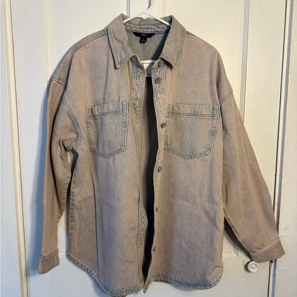 Denim shirt with pink tint